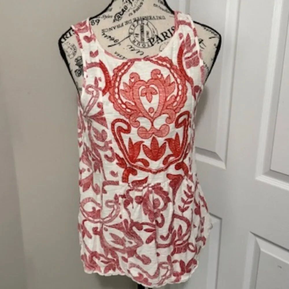USED Woman's Lucky Brand No Sleeve Mini Dress Color Red/White Size Small